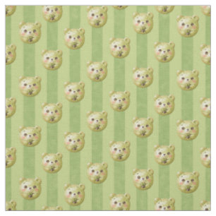 Cute Matcha Groene Teddybeer en Streep Stof