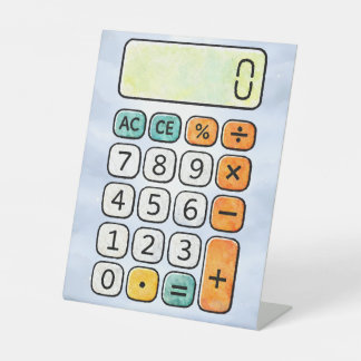 Cute Maths Calculator Desk Art for Kids Reclamebord Met Voetstuk