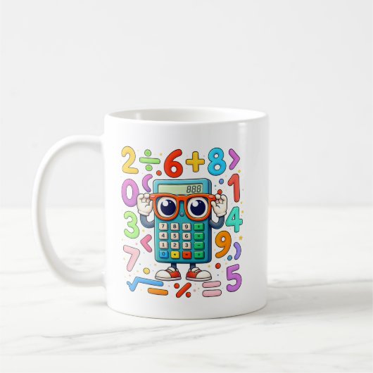 Cute Maths Calculator Numbers Mug for Kids Koffiemok (Links)