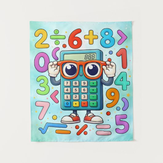 Cute Maths Calculator Numbers Poster for Kids Wandkleed (Voorkant)
