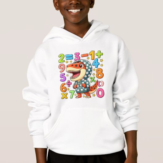 Cute Maths Dinosaur Hoodie for Kids School (Voorkant)