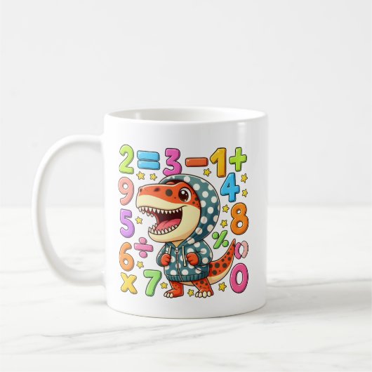 Cute Maths Dinosaur Numbers Mug for Kids Koffiemok (Links)