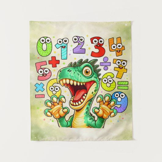 Cute Maths Dinosaur Numbers Poster for Kids Wandkleed (Voorkant)