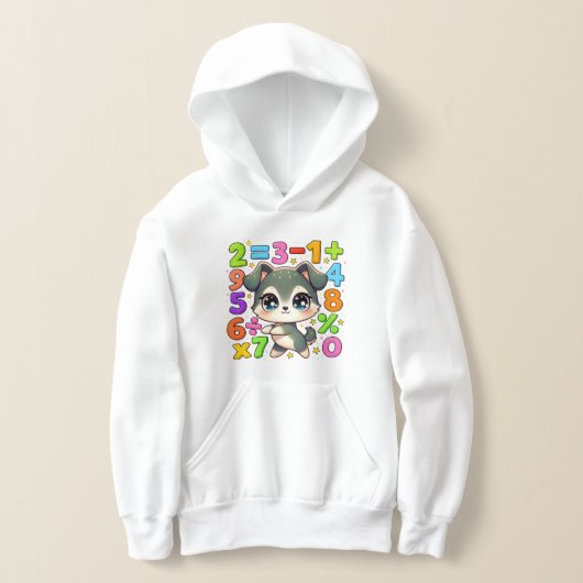 Cute Maths Kitten Numbers Hoodie for Kids (Poser)