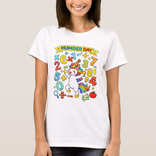 Cute Maths Numbers Learning Cartoon T Shirt KidsUK (Voorkant)