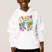 Cute Maths Numbers Monsters Cartoon Hoodie Kids UK (Devant)