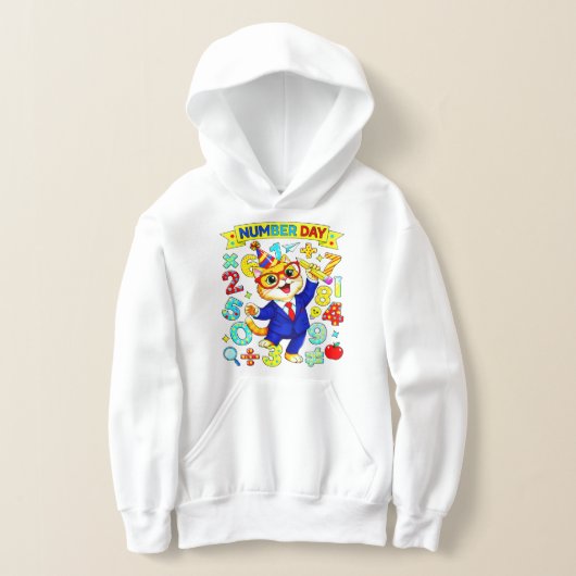 Cute Maths Numbers Mouse Number Day Hoodie Kids UK (Poser)