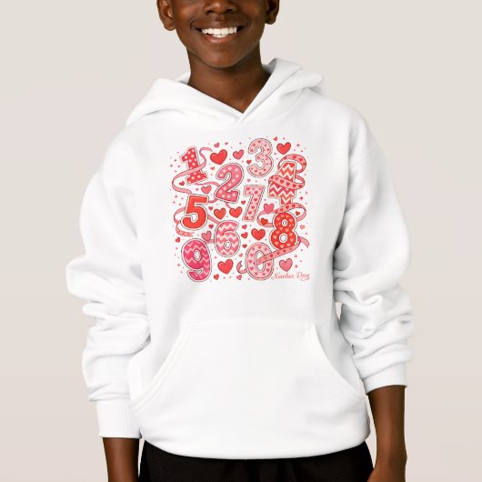 Cute Maths Numbers Pattern Hoodie for Kids (Devant)