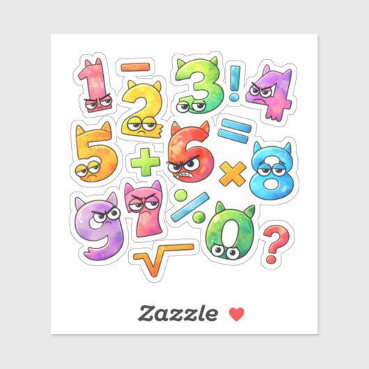 Cute Maths Numbers Sticker for Kids Learning UK (Feuille)