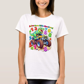 Cute Maths Numbers Tractor Cartoon T-shirt voor ki