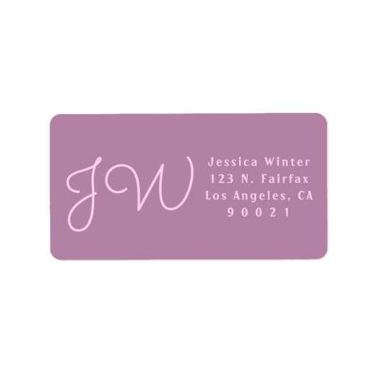 Cute Mauve/Pink Monogrammed Return Address Labels (Voorkant)
