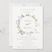 Cute Meadow Floral Wreath Couples Invitation de do (Devant)