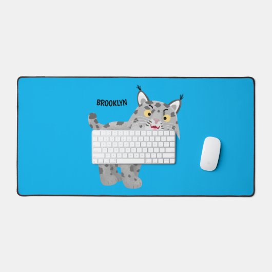 Cute mean bobcat lynx cartoon bureaumat (Keyboard & Muis)