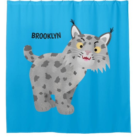 Cute mean bobcat lynx cartoon douchegordijn (Voorkant)