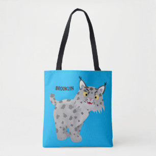 Cute mean bobcat lynx cartoon draagtas