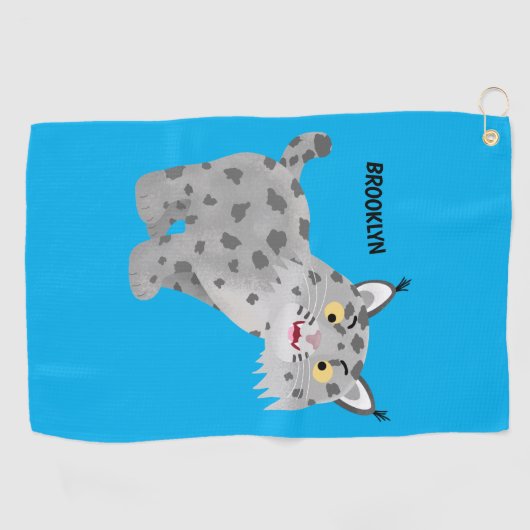Cute mean bobcat lynx cartoon golfhanddoek (Horizontaal)