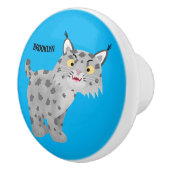 Cute mean bobcat lynx cartoon keramische knop (Rechts)