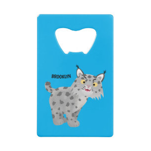 Cute mean bobcat lynx cartoon kredietkaart flessenopener