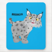 Cute mean bobcat lynx cartoon muismat (Voorkant)