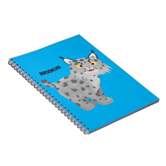 Cute mean bobcat lynx cartoon notitieboek (Rechterzijde)