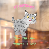 Cute mean bobcat lynx cartoon raamsticker (Vel 2)