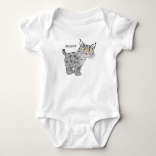 Cute mean bobcat lynx cartoon romper