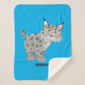 Cute mean bobcat lynx cartoon sherpa deken (Voorkant)