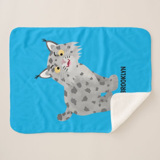 Cute mean bobcat lynx cartoon sherpa deken (Voorkant (horizontaal))