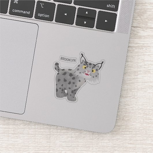 Cute mean bobcat lynx cartoon sticker (Detail)