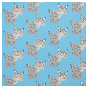 Cute mean bobcat lynx cartoon stof
