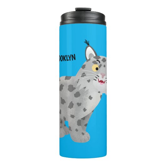 Cute mean bobcat lynx cartoon thermosbeker (Voorkant)
