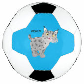 Cute mean bobcat lynx cartoon voetbal (Voorkant)