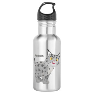 Cute mean bobcat lynx cartoon waterfles