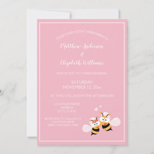 Cute Meant to be legant roze Wedding Kaart (Voorkant)