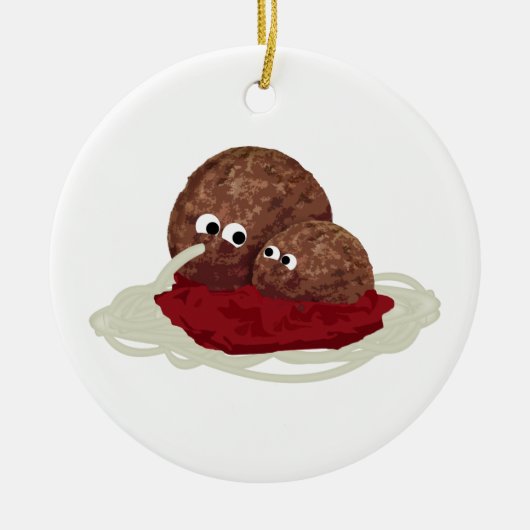 Cute Meatball Eating Spaghetti Keramisch Ornament (Voorkant)