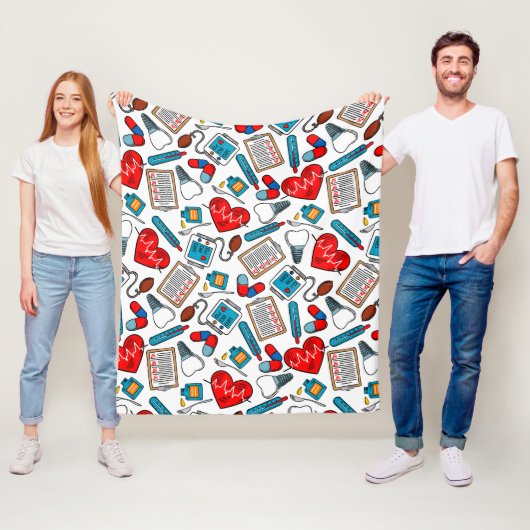Cute Medical Nurse Doctor Theme Mixed Pattern Fleece Deken (In situ)