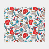Cute Medical Nurse Doctor Theme Mixed Pattern Fleece Deken (Voorkant (Horizontaal))