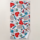 Cute Medical Nurse Doctor Theme Mixed Pattern Strandlaken (Voorkant)