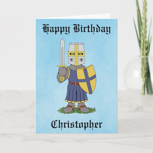 Cute Medieval Knight Birthday Card Kaart (Voorkant)