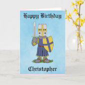 Cute Medieval Knight Birthday Card Kaart (Gele Bloem)