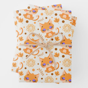 Cute Meditatie Oranje kat Inpakpapier Vel