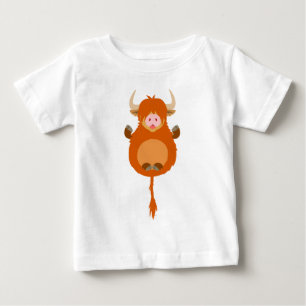 Cute Meditating Cartoon Highland Cow Baby T-Shirt