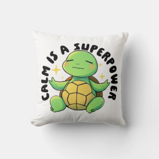 Cute Meditating Turtle Illustration Mental Health Kussen