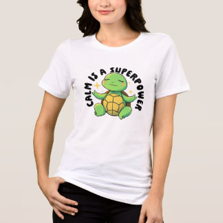 Cute Meditating Turtle Illustration Mental Health Tri-Blend Shirt