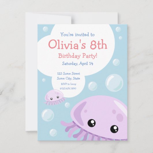 Cute méduse Anniversaire Invitation (Devant)