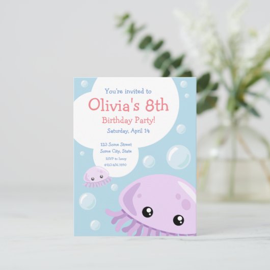Cute méduse Anniversaire Invitation (Debout devant)