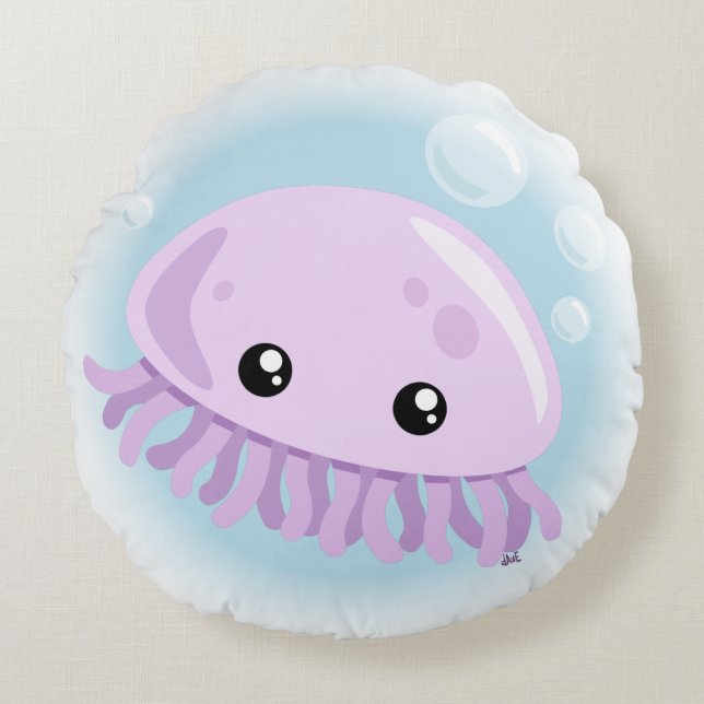 Cute méduse Coussin rond (Devant)