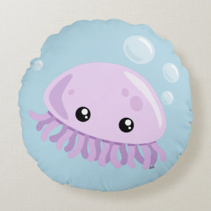 Cute méduse Coussin rond