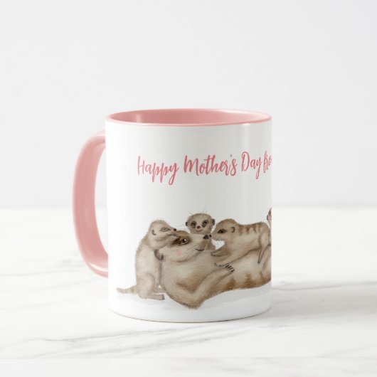 Cute meerkat famille Mère's Day mug (Devant gauche)