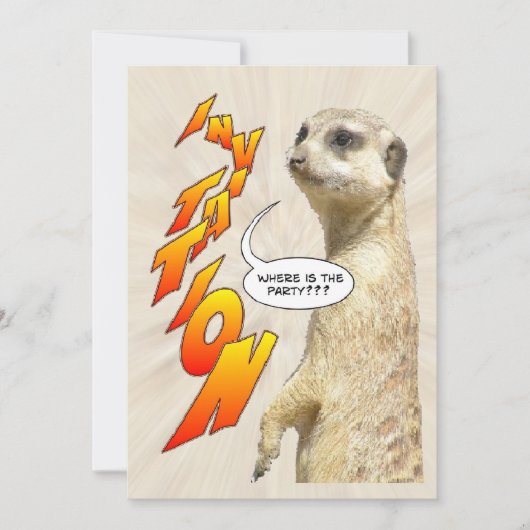 Cute Meerkat Furry Party Invitation Card Kaart (Voorkant)